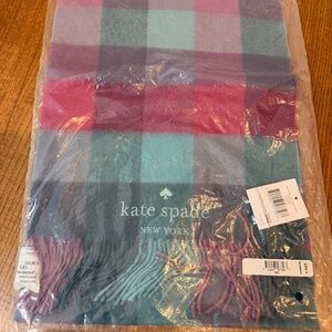 Kate Spade Festive Check Wool Cashmere Oblong Scarf-Brand NEW